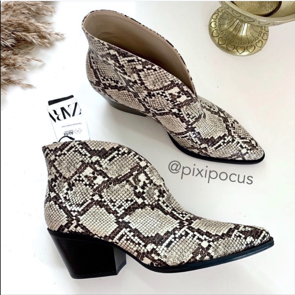 NWT ZARA Animal Print Cowboy Heeled Ankle Boots 8 - Picture 1 of 12